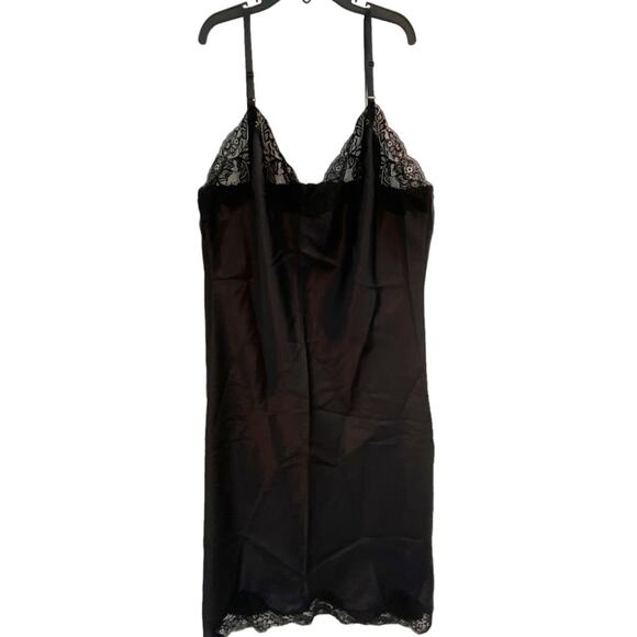 Vtg WonderMaid Black Nylon Full Slip dress Lace Trim Sz 36 UNION MADE tag Sexy - Picture 3 of 8